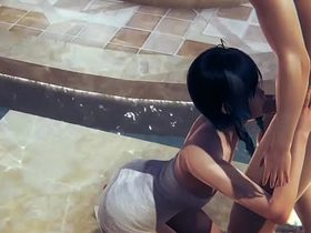 原神—温迪在澡堂被口交猛干—伪娘COS日本动漫游戏同性色情 korean gay porn young